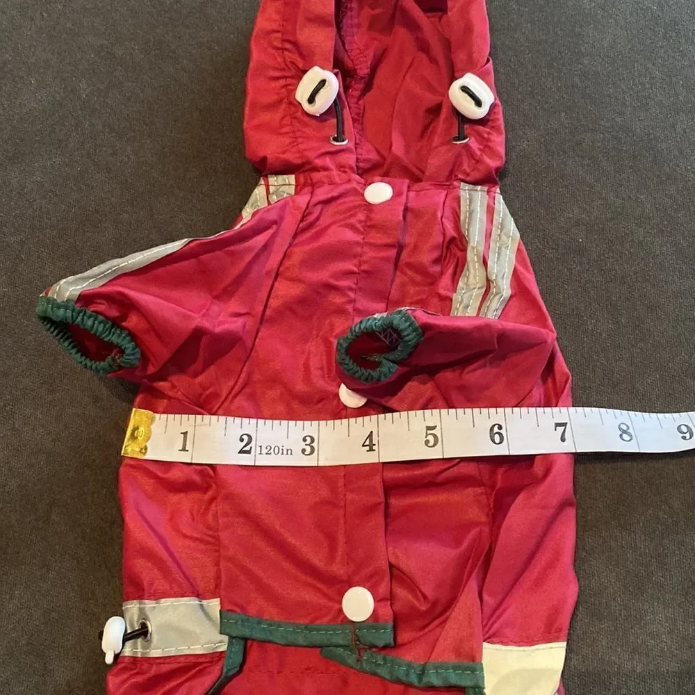 Dog Rain Coat Lightweight with Hoodie Reflective Strips Snap Closure Size S NEW